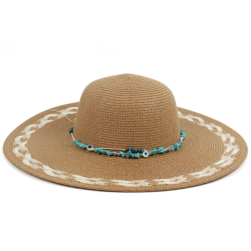 Wide-brimmed Sun Hat With Unique Blue Turquoise Decoration, Straw Hat For Outdoor Leisure And Sun Protection
Wide-brimmed Sun Hat With Unique Blue Turquoise Decoration, Straw Hat For Outdoor Leisure And Sun Protection