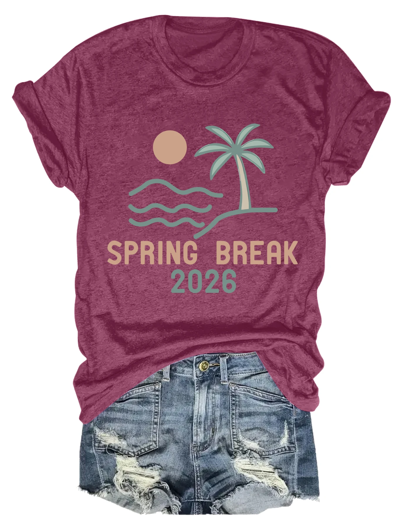 Plus size women's short sleeve T-shirt Spring Break 2026 Palm Tree Sun Waves Everyday comfortable versatile style summer outfit
Plus size women's short sleeve T-shirt Spring Break 2026 Palm Tree Sun Waves Everyday comfortable versatile style summer outfit