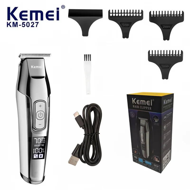 Kemei KM-5027 Low-Noise Professional Electric Hair Clipper – Dual Charging Ports, LCD Digital Display, Styling Trimmer
Kemei KM-5027 Low-Noise Professional Electric Hair Clipper – Dual Charging Ports, LCD Digital Display, Styling Trimmer