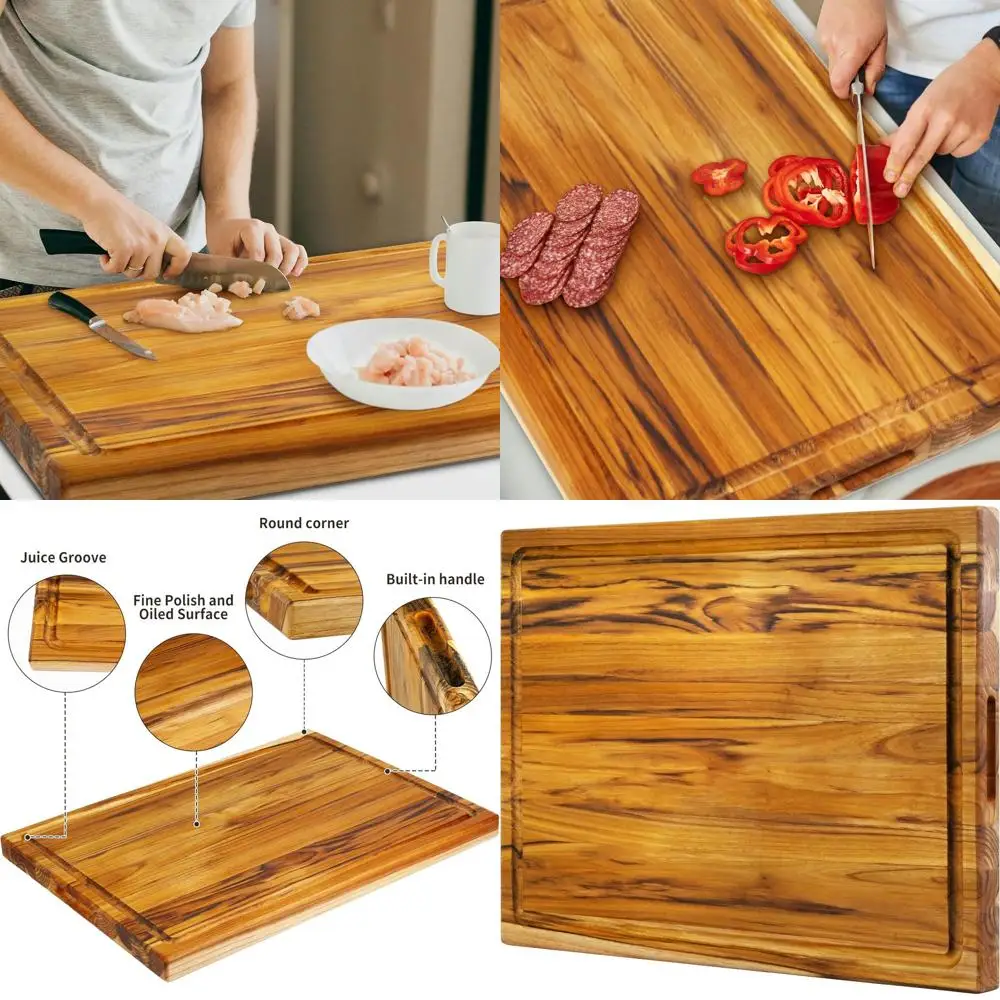 Очень большая разделочная доска из тикового дерева, прочная кухонная разделочная поверхность для мяса и овощей, 24x18
Очень большая разделочная доска из тикового дерева, прочная кухонная разделочная поверхность для мяса и овощей, 24x18