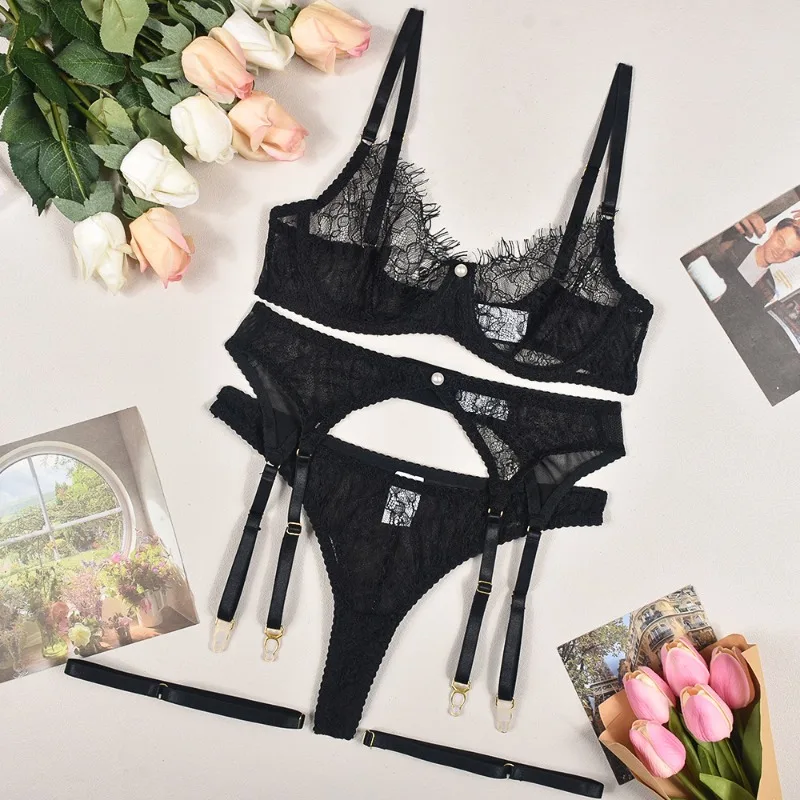 Tornova Sexy Lace Lingerie Suit Women Lace Patchwork Mesh See-through Women's Underwear Suit Sexy Garters Underwear 3-piece Set
Tornova Sexy Lace Lingerie Suit Women Lace Patchwork Mesh See-through Women's Underwear Suit Sexy Garters Underwear 3-piece Set