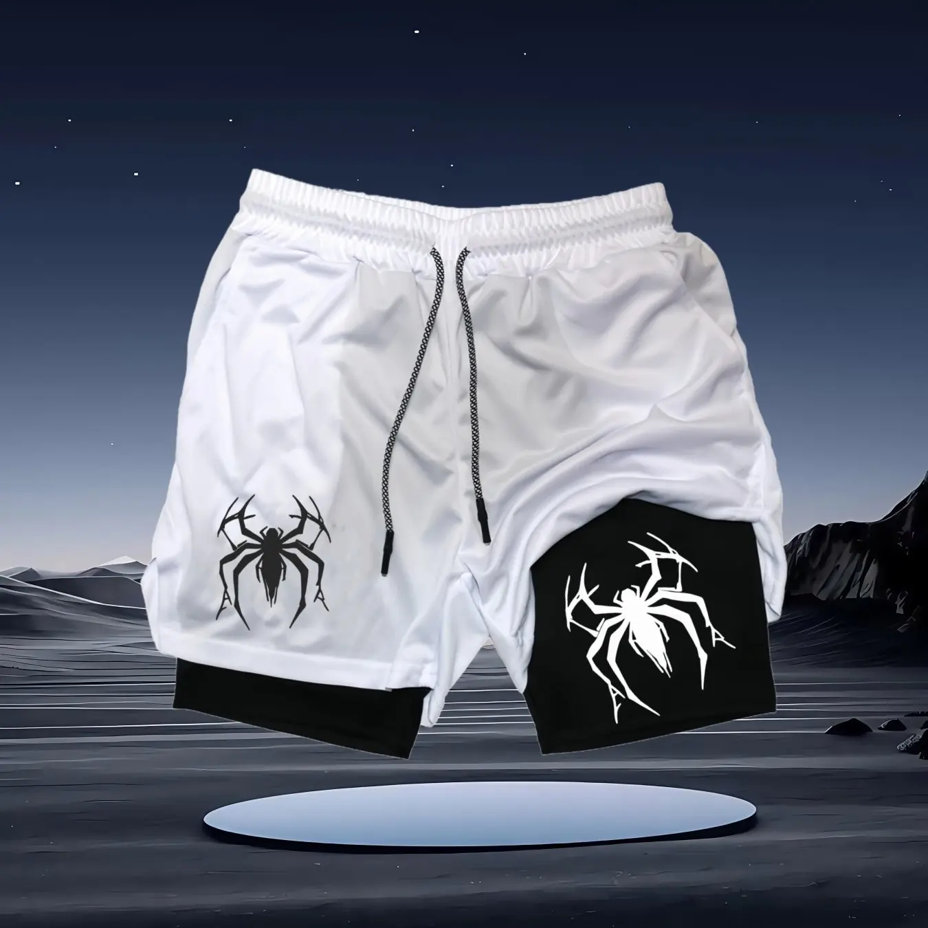 Мужские двухслойные спортивные шорты с принтом в виде красивого паука, легкая ткань для использования на открытом воздухе весной и летом.
Мужские двухслойные спортивные шорты с принтом в виде красивого паука, легкая ткань для использования на открытом воздухе весной и летом.