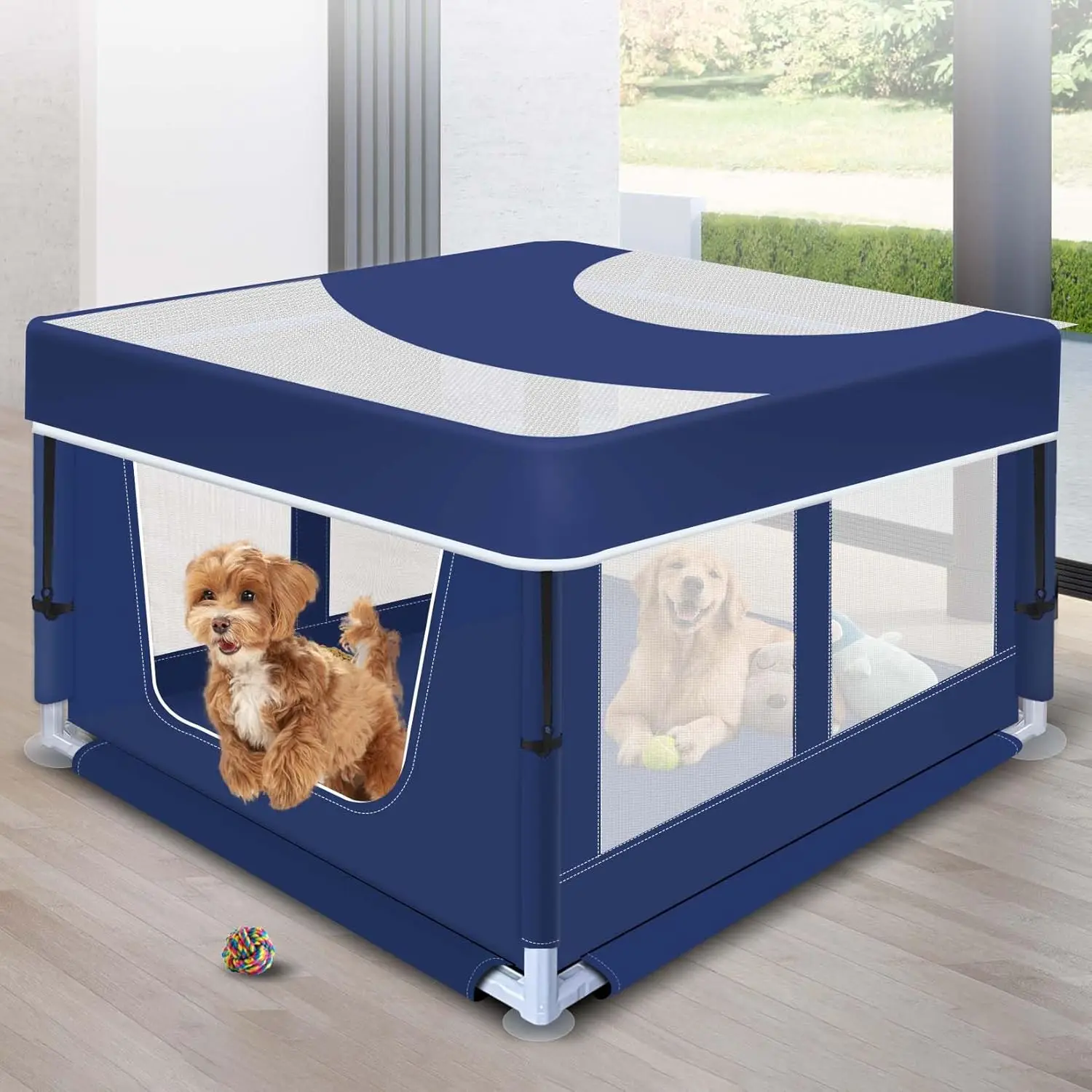 Dog Playpen with Cover 42x42x25.6 Inches Foldable Portable Soft Puppy Playpen with Gate Thickened Fabric Mesh Dog Fence
Dog Playpen with Cover 42x42x25.6 Inches Foldable Portable Soft Puppy Playpen with Gate Thickened Fabric Mesh Dog Fence