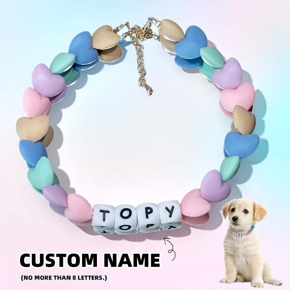 Custom Name Silicone Heart Collar for Dogs Cats Stylish Necklace Colorful Beaded for Small Medium Pets Puppy Kitten Adjustable
Custom Name Silicone Heart Collar for Dogs Cats Stylish Necklace Colorful Beaded for Small Medium Pets Puppy Kitten Adjustable