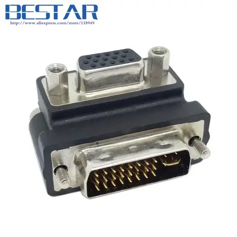 Down Right Angled 90 Degree VGA SVGA Female To DVI 24+5 Male DVI To RGB Adapter Vga Dvi Connector Adapter