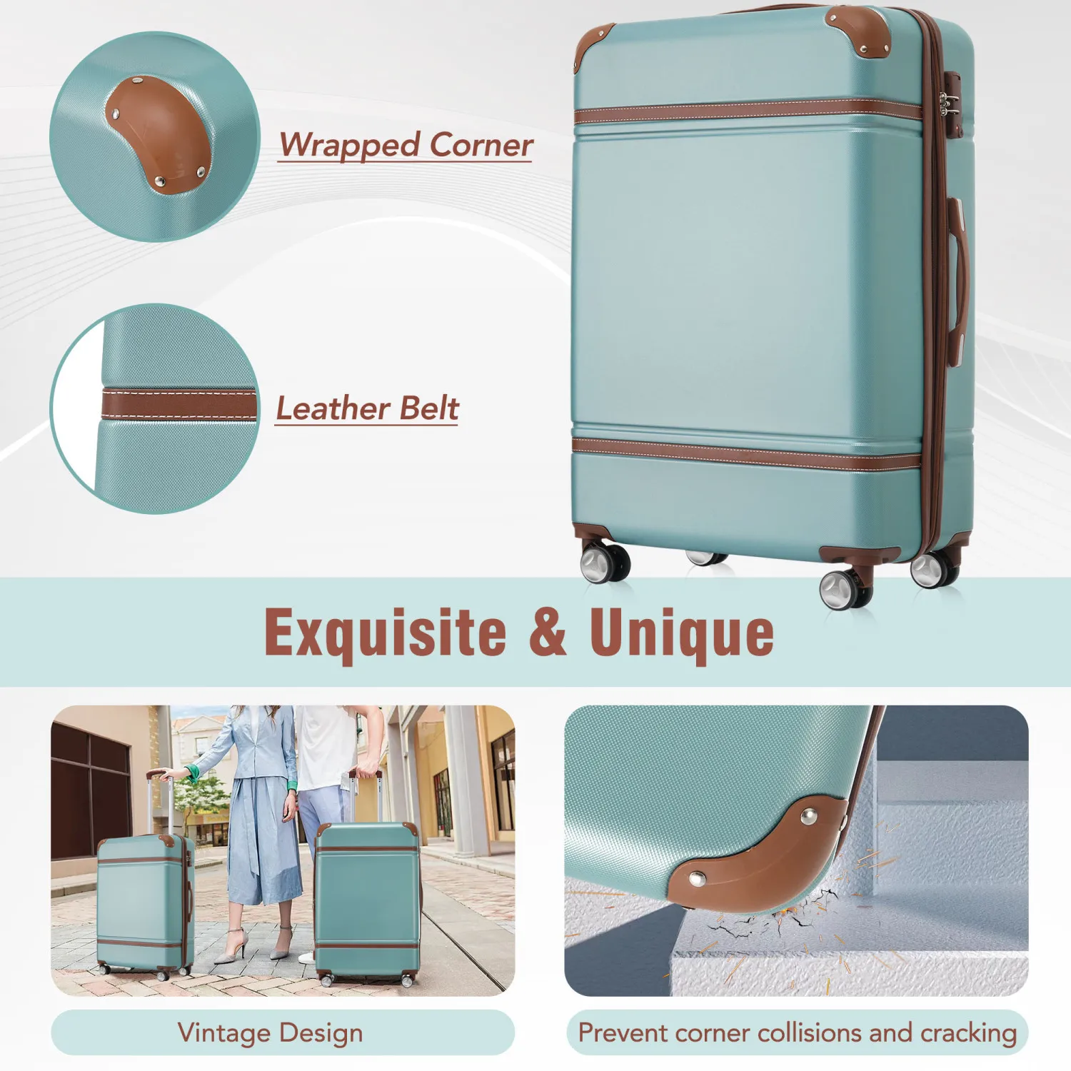 20 IN Hardside Luggage with Cosmetic Case , 2 Piece Lightweight Suitcase Set with Spinner Wheels, Carry on Vintage Luggage,Green
20 IN Hardside Luggage with Cosmetic Case , 2 Piece Lightweight Suitcase Set with Spinner Wheels, Carry on Vintage Luggage,Green