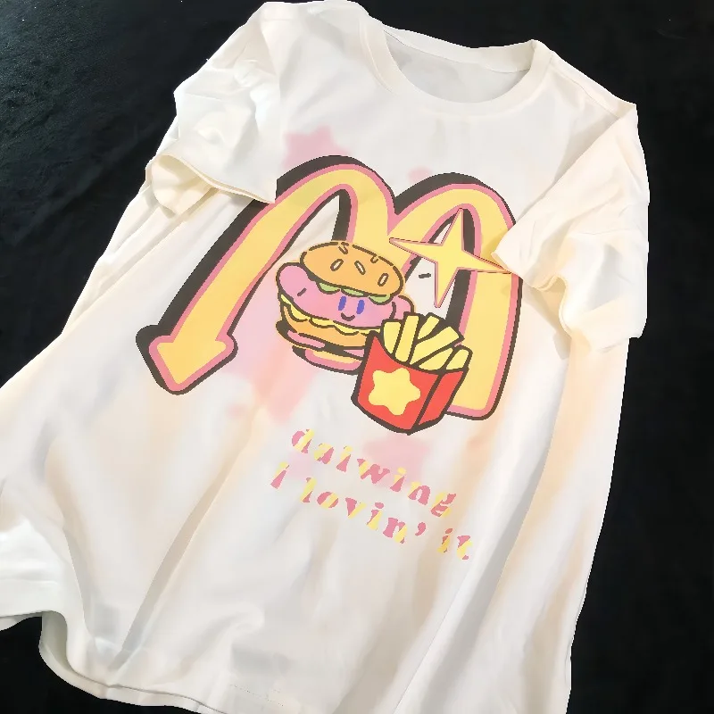 New Cute Cartoon Burger Fries 3D Printed Short Sleeved Casual Versatile Breathable Quick Drying Top for Trendy Women
New Cute Cartoon Burger Fries 3D Printed Short Sleeved Casual Versatile Breathable Quick Drying Top for Trendy Women