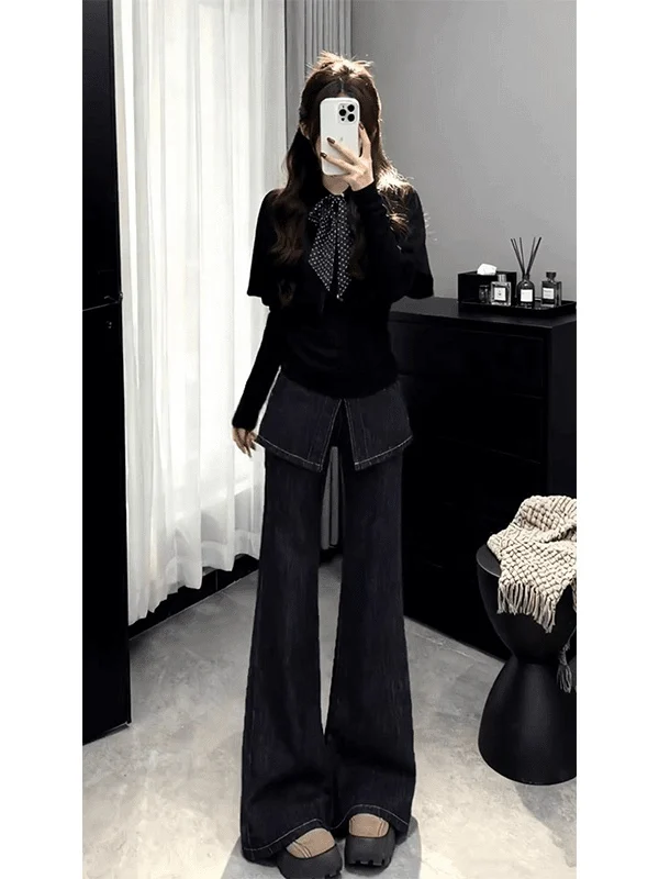 Elegant Black Short Knitted Sweater Women's Slim Fit Coat Style Top Spring Design Sense Faux Two-Piece Polyester Fiber
Elegant Black Short Knitted Sweater Women's Slim Fit Coat Style Top Spring Design Sense Faux Two-Piece Polyester Fiber