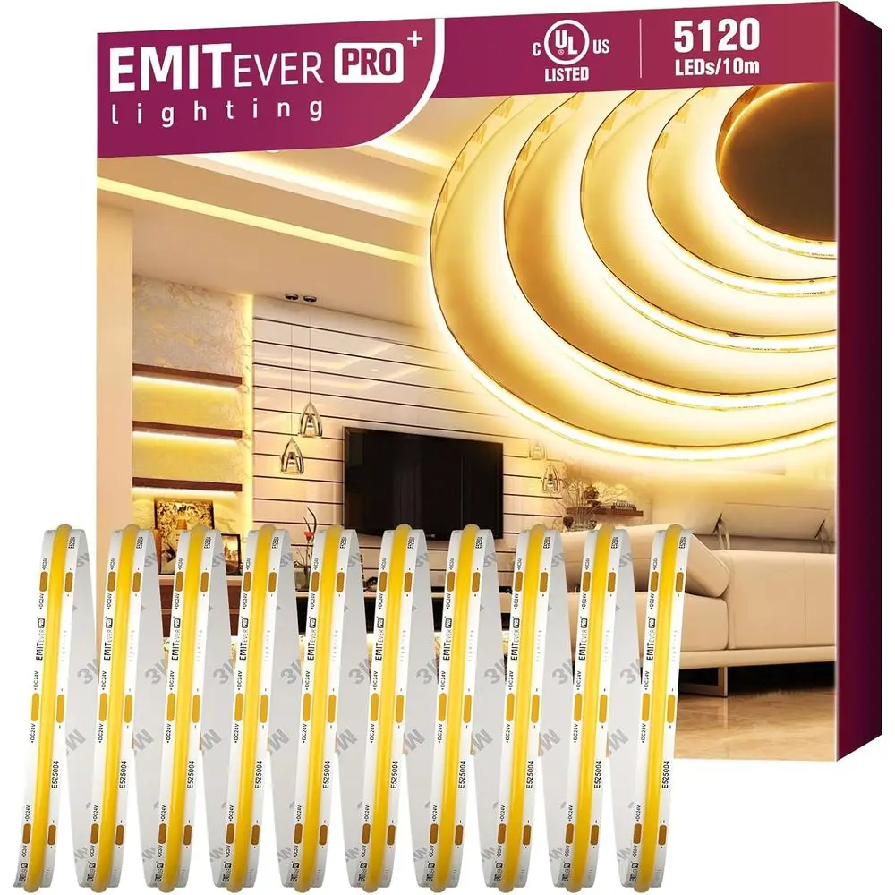 Premium High Density 3000K Warm White LED Strip Light, 360+ Lumens/ft, 5120 LEDs/Roll, 90+ CRI, UL Listed, 5-Year Warranty (Powe
Premium High Density 3000K Warm White LED Strip Light, 360+ Lumens/ft, 5120 LEDs/Roll, 90+ CRI, UL Listed, 5-Year Warranty (Powe