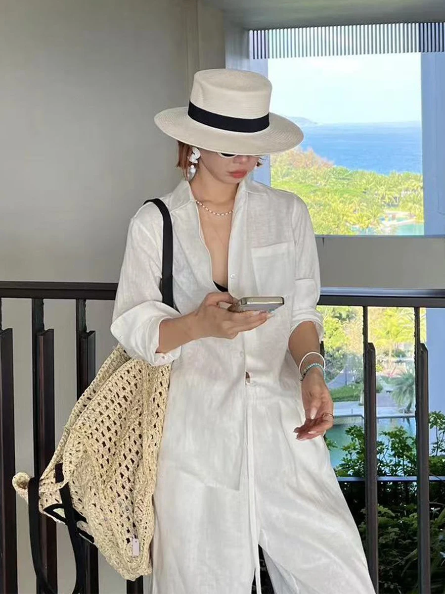 Spring Summer 2026 Women's Cotton Linen Shirt Wide Leg Pants Set Sun Protection High Waist Loose Fit Fashionable Korean Style
Spring Summer 2026 Women's Cotton Linen Shirt Wide Leg Pants Set Sun Protection High Waist Loose Fit Fashionable Korean Style