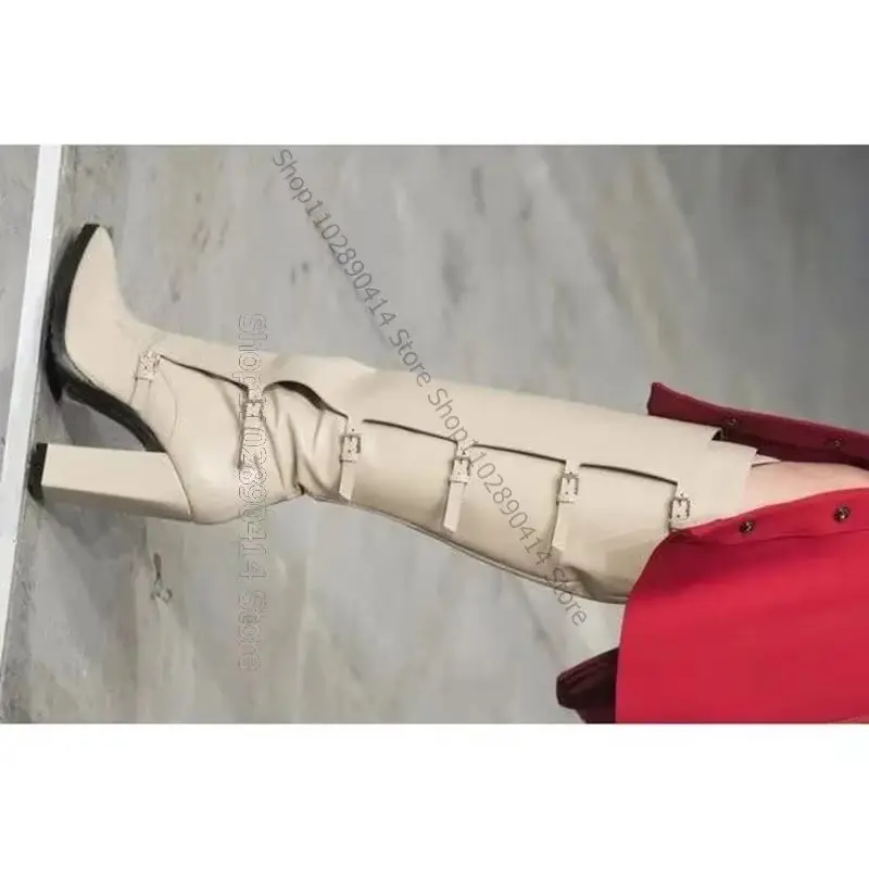 White Knee High Buckle Decor Pointed Toe Boots Side Zipper Women Shoes Chunky High Heels Party Runway 2026 Zapatos Para Mujere
White Knee High Buckle Decor Pointed Toe Boots Side Zipper Women Shoes Chunky High Heels Party Runway 2026 Zapatos Para Mujere