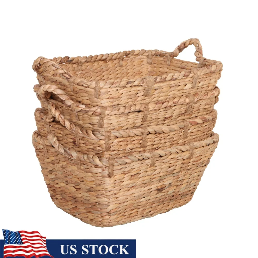 Set of 4 Natural Water Hyacinth Baskets Decorative Storage Bins Handwoven with Durable Steel Frame Home Organization
Set of 4 Natural Water Hyacinth Baskets Decorative Storage Bins Handwoven with Durable Steel Frame Home Organization