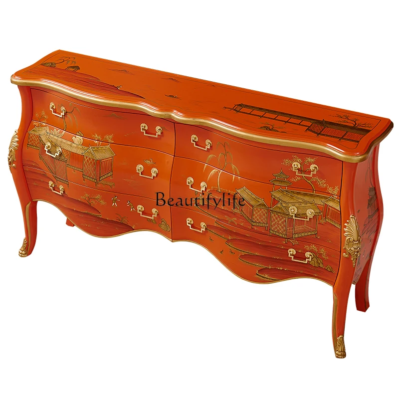 Hotel villa home solid wood French retro Chinese style orange dining side decorative cabinet
Hotel villa home solid wood French retro Chinese style orange dining side decorative cabinet