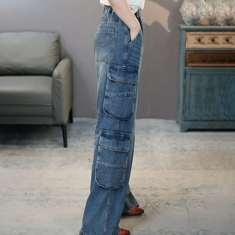 Женские эластичные и утягивающие модные джинсы с высокой талией в стиле ретро, синие осенние новые коллекции широких джинсов
Женские эластичные и утягивающие модные джинсы с высокой талией в стиле ретро, синие осенние новые коллекции широких джинсов