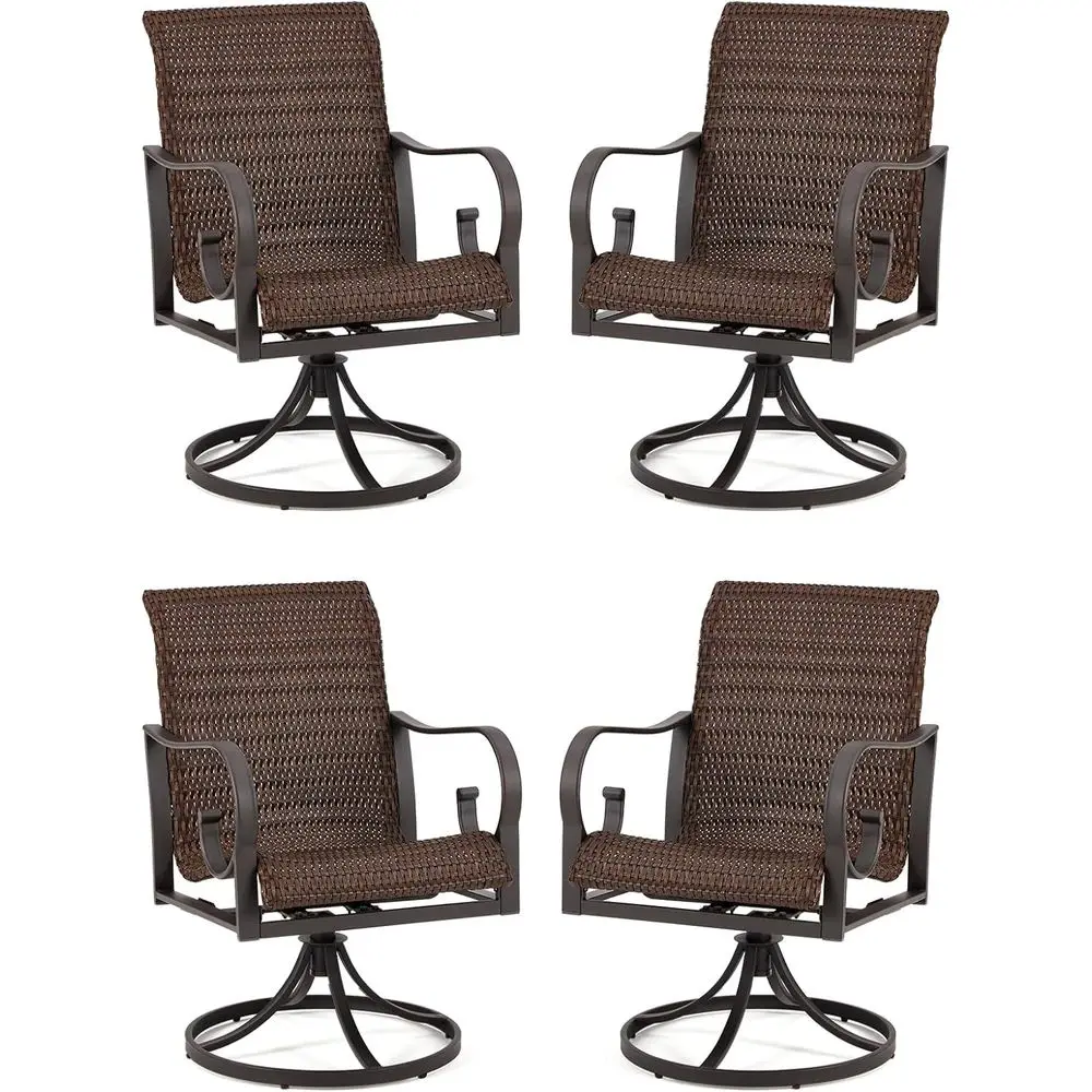 Outdoor Swivel Wicker Chair Set of 4, Heavy Duty Dining Chairs with High Back, Large Seat for Patio, Garden, Backyard
Outdoor Swivel Wicker Chair Set of 4, Heavy Duty Dining Chairs with High Back, Large Seat for Patio, Garden, Backyard