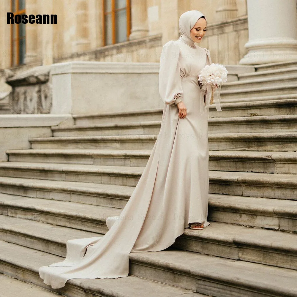 Muslim 2024 New High Collar Draped Pleat A-line Wedding Dresses Full Floor Length Ruffle Bride Dress Brush Train robe de mariée 
Muslim 2024 New High Collar Draped Pleat A-line Wedding Dresses Full Floor Length Ruffle Bride Dress Brush Train robe de mariée