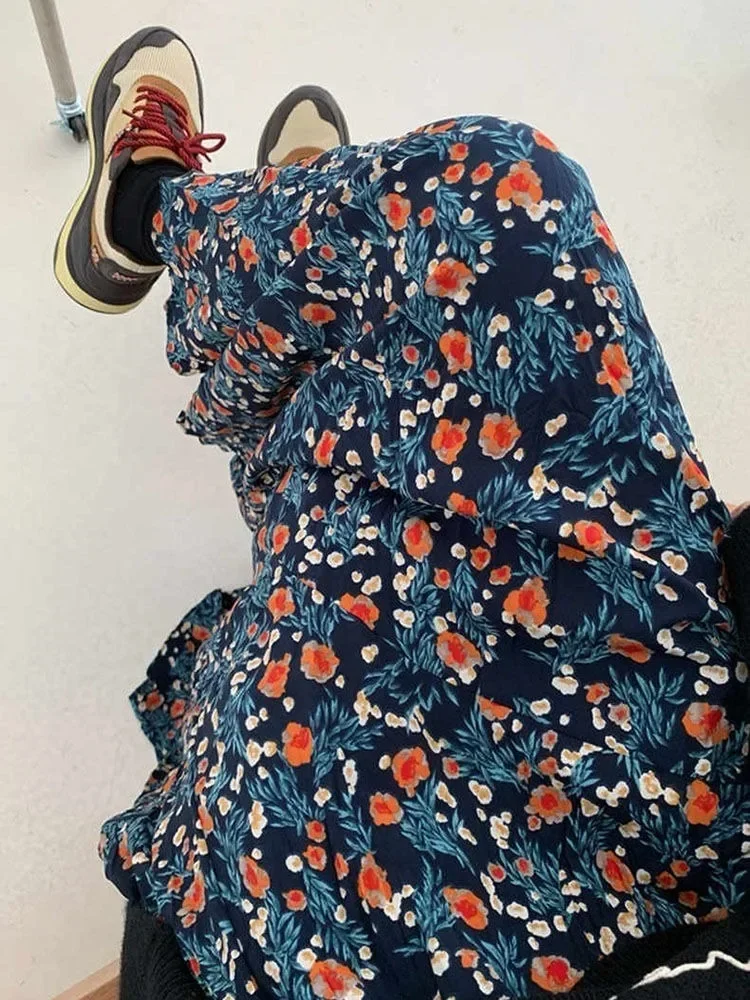 2000s Vintage Blue Flower Print Skirt for Women Summer New High Waist A-line Skirts Lazy All-match Mid-length Loose Faldas Mujer
2000s Vintage Blue Flower Print Skirt for Women Summer New High Waist A-line Skirts Lazy All-match Mid-length Loose Faldas Mujer