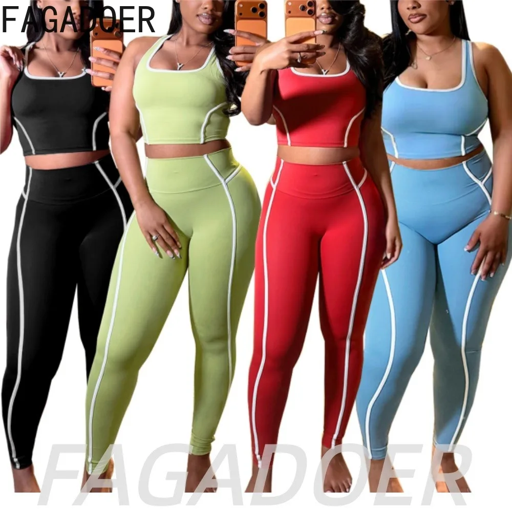 FAGADOER Casual Sports White Patchwork Pants 2 Piece Sets Fashion Back Hollow Out Crop Top and Bodycon Outfits Women Yoga Suits
FAGADOER Casual Sports White Patchwork Pants 2 Piece Sets Fashion Back Hollow Out Crop Top and Bodycon Outfits Women Yoga Suits