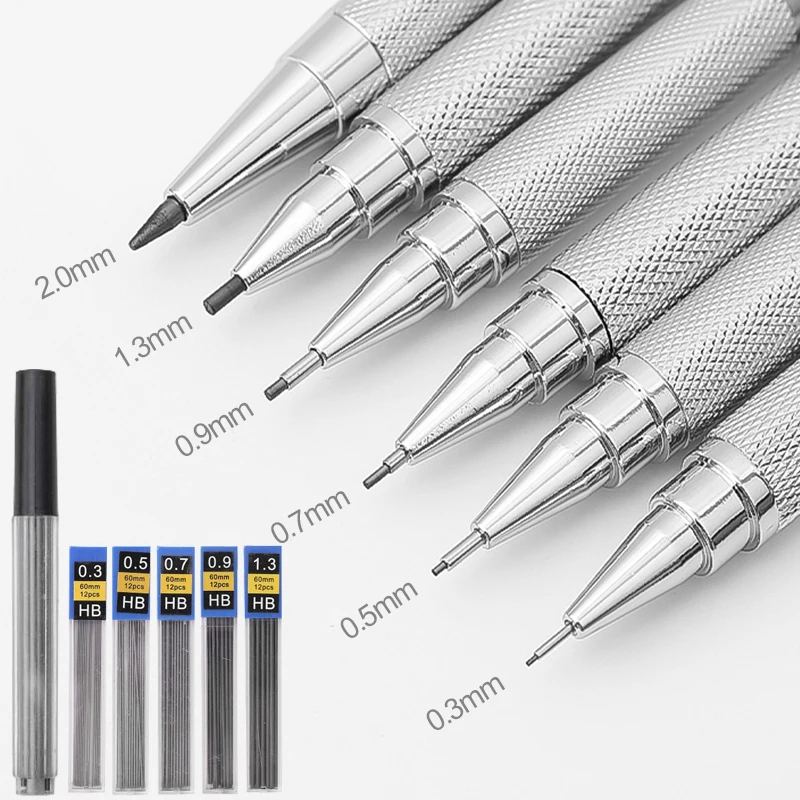 Metal Mechanical Pencil 0.3/0.5/0.7/0.9/1.3/2.0mm Drawing Writing Art Automatic HB Pen with Lead Refills Office School Supplies
Metal Mechanical Pencil 0.3/0.5/0.7/0.9/1.3/2.0mm Drawing Writing Art Automatic HB Pen with Lead Refills Office School Supplies
