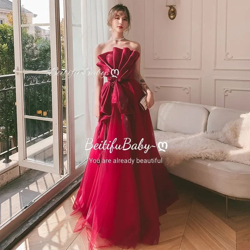BeitifuBaby Evening Dress for Women Banquet Ball Strapless Pleat Neck Elegant Clothing Lace Long Skirts Lace-up Prom Dresses
BeitifuBaby Evening Dress for Women Banquet Ball Strapless Pleat Neck Elegant Clothing Lace Long Skirts Lace-up Prom Dresses