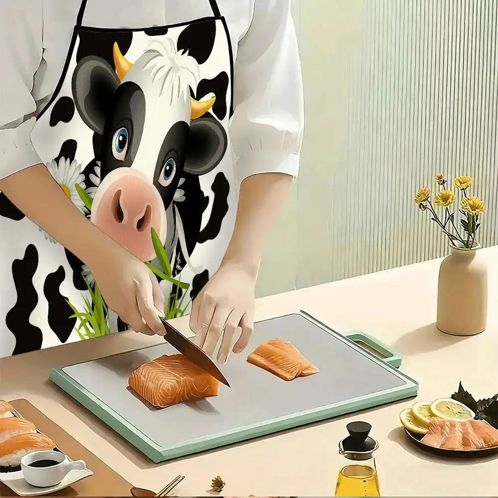 Cute Cow & Daisy Print Apron, Durable Easy Clean Polyester Apron for Kitchen Cooking Fruit Picking1pc/2pcs/4pcs
Cute Cow & Daisy Print Apron, Durable Easy Clean Polyester Apron for Kitchen Cooking Fruit Picking1pc/2pcs/4pcs