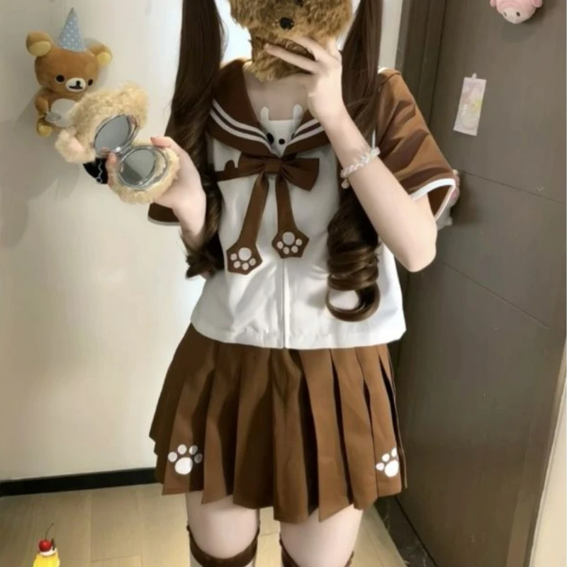 Japanese Preppy Style Jk Uniform Skirt Sets Women Sweet Bow Sailor Collar Short Sleeves Top Mini Pleated Skirts Cute Lolita Suit
Japanese Preppy Style Jk Uniform Skirt Sets Women Sweet Bow Sailor Collar Short Sleeves Top Mini Pleated Skirts Cute Lolita Suit