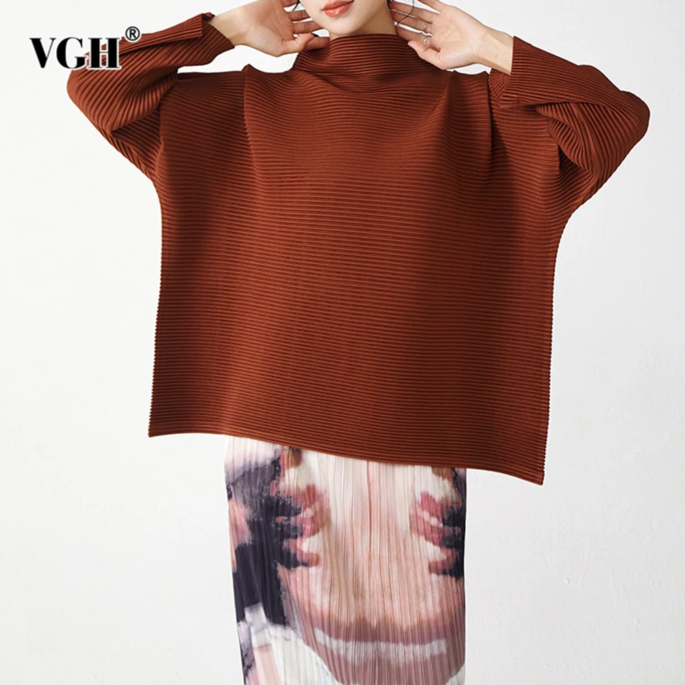VGH Solid Temperament Loose Retro T Shirt For Women Turtleneck Long Sleeve Designer Spring Commute T Shirts Female Fashion Style
VGH Solid Temperament Loose Retro T Shirt For Women Turtleneck Long Sleeve Designer Spring Commute T Shirts Female Fashion Style