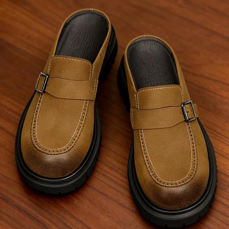 High Quality Thick Soled Height-increasing Non-slip Buckle Slippers For Men Suede Leather Loafers Casual Shoes Man Mules Shoes
High Quality Thick Soled Height-increasing Non-slip Buckle Slippers For Men Suede Leather Loafers Casual Shoes Man Mules Shoes