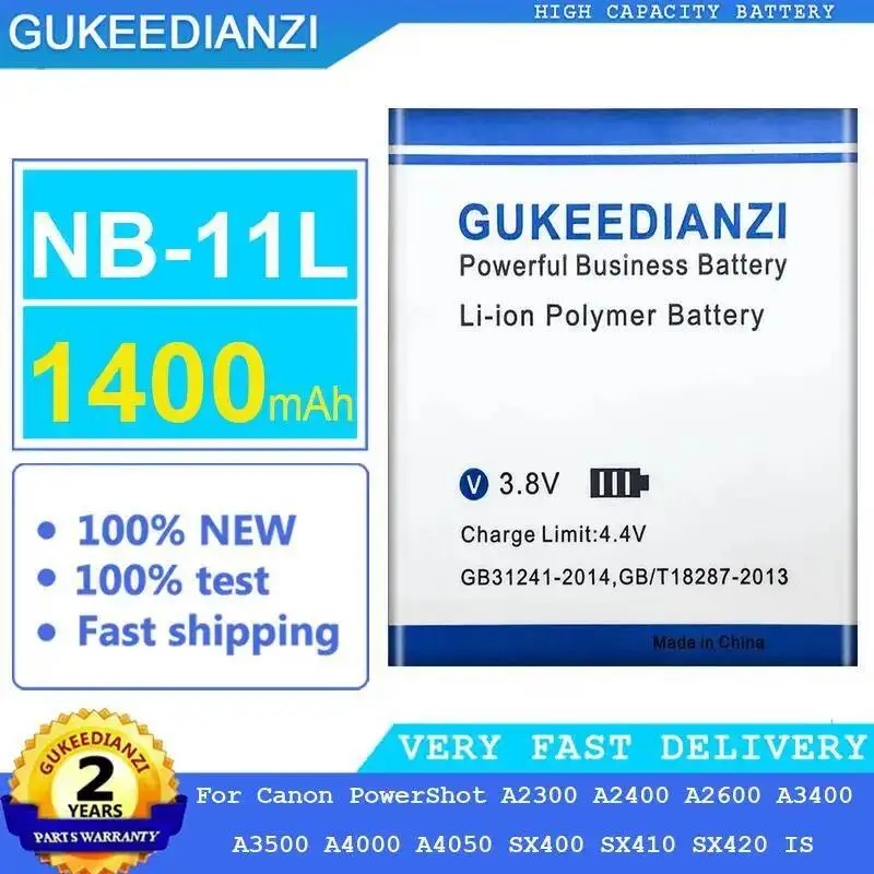 Camera Battery NB-11L 1400Mah For Canon Powershot A2300 A2400 A2600 A3400 A3500 A4000 A4050 SX400 SX410 SX420 IS
Camera Battery NB-11L 1400Mah For Canon Powershot A2300 A2400 A2600 A3400 A3500 A4000 A4050 SX400 SX410 SX420 IS