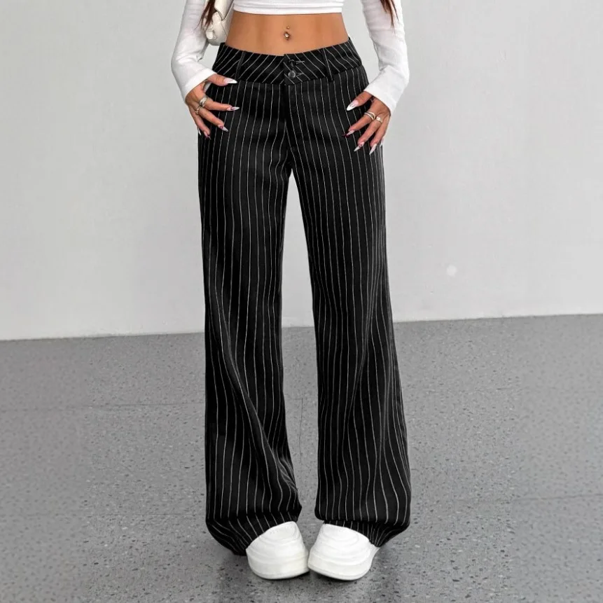 Casual Striped Flared Office Pants for Women Korean Style Spring Summer New Arrival mid Waist Polyester Fabric Business Trousers
Casual Striped Flared Office Pants for Women Korean Style Spring Summer New Arrival mid Waist Polyester Fabric Business Trousers
