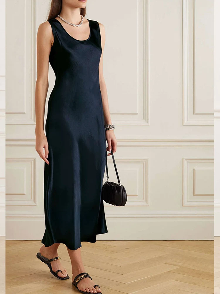 Acetate Fabric Asymmetrical Hemline Sleeveless Women's Dress Textured Waist-Cinching Slimming A-Line Gown for Commuting
Acetate Fabric Asymmetrical Hemline Sleeveless Women's Dress Textured Waist-Cinching Slimming A-Line Gown for Commuting