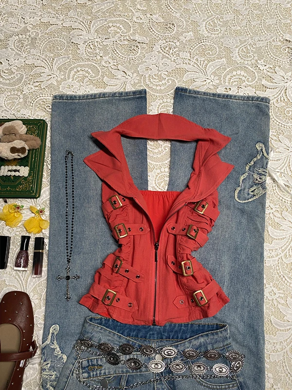 Original Red V-Ne ter Ne Strap Women's Summer Vintage Street Sle Cotton Blend Casual Faion Small Design
Original Red V-Ne ter Ne Strap Women's Summer Vintage Street Sle Cotton Blend Casual Faion Small Design