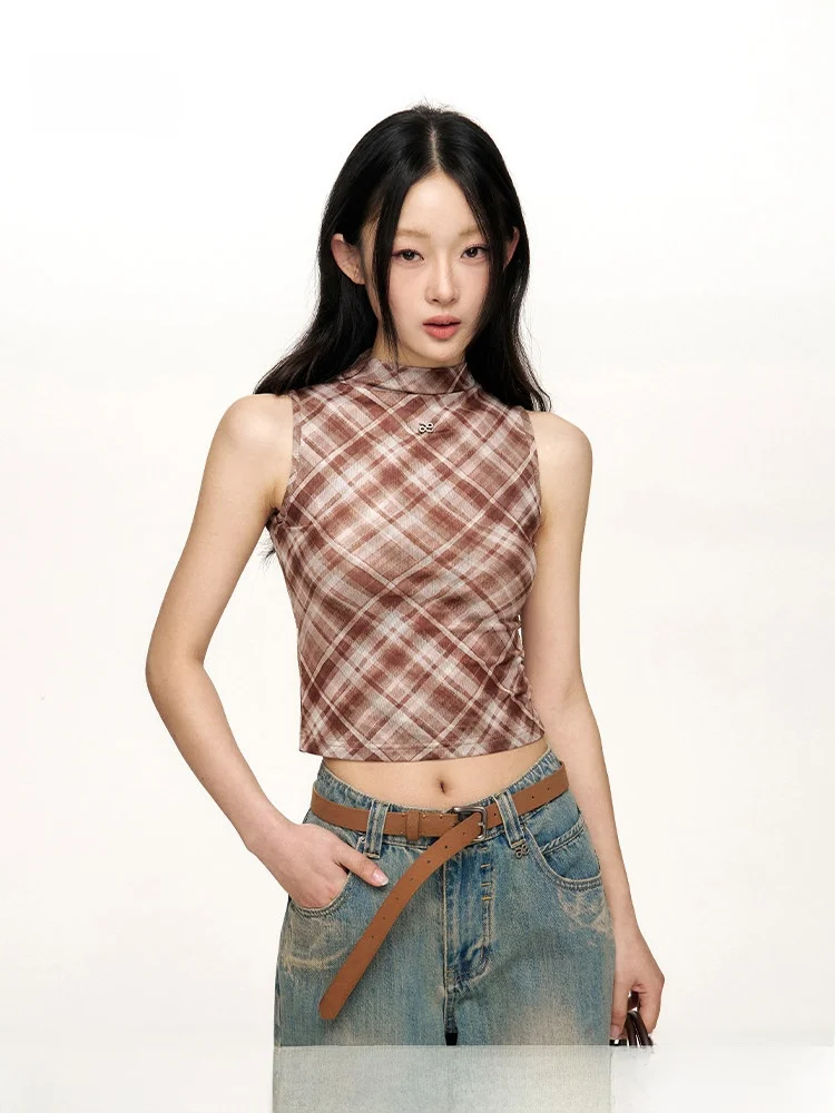 Liilou Tailored Plaid Mesh Fabric Slim Fit Half High Collar Vest Women's Commute Style Cotton Blend Thin Spring Autumn Wear
Liilou Tailored Plaid Mesh Fabric Slim Fit Half High Collar Vest Women's Commute Style Cotton Blend Thin Spring Autumn Wear