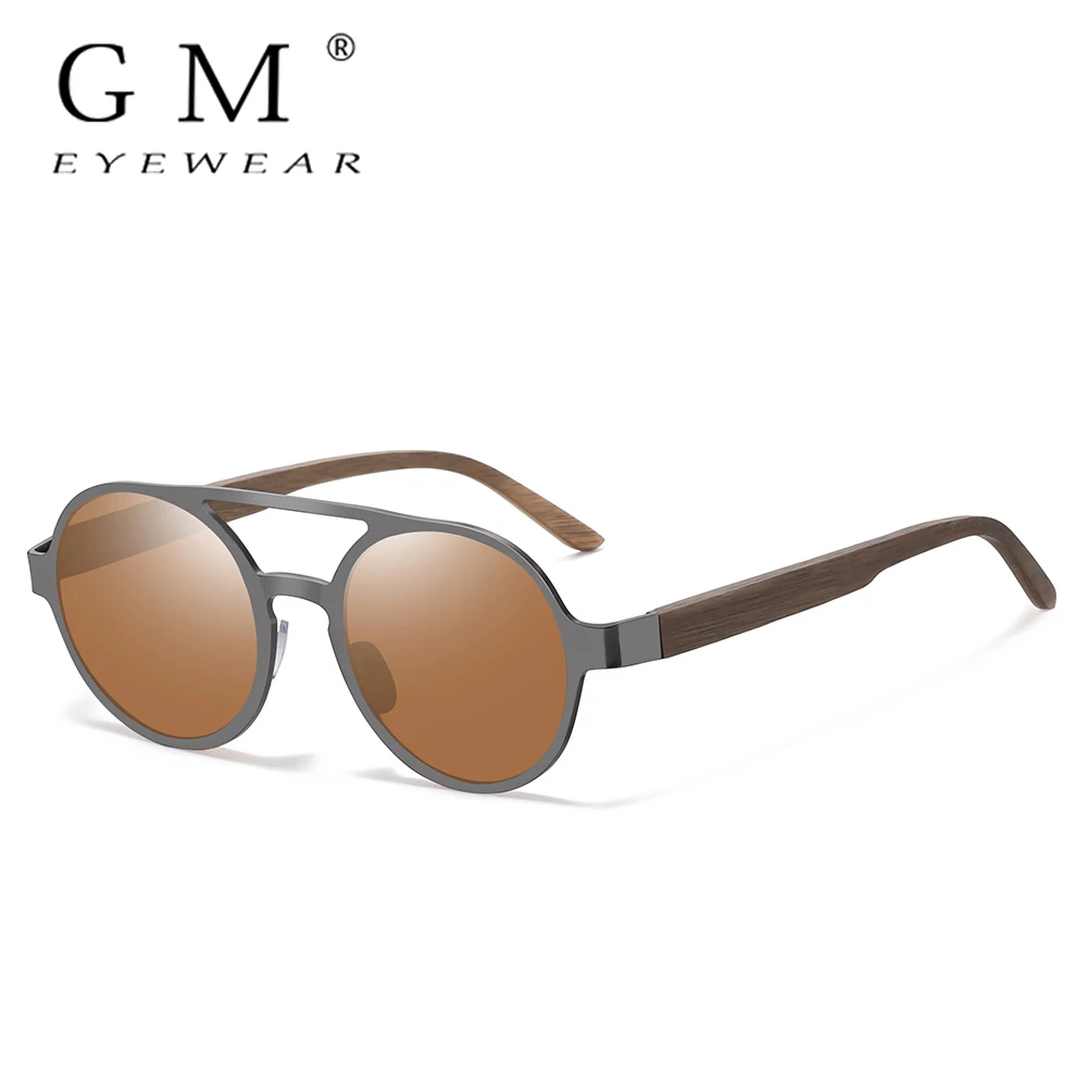 GM Classic Wood Sunglasses Round Metal frame Black Walnut Metal Driving Luxury sunglasses UV400 polarizing Glasses 2254 
GM Classic Wood Sunglasses Round Metal frame Black Walnut Metal Driving Luxury sunglasses UV400 polarizing Glasses 2254