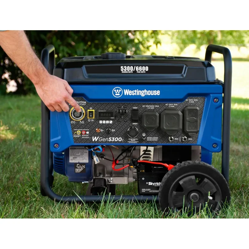 6600 Watt Home Backup Portable Generator, Remote Electric Start with Auto Choke, Transfer Switch Ready, RV CO Sensor
6600 Watt Home Backup Portable Generator, Remote Electric Start with Auto Choke, Transfer Switch Ready, RV CO Sensor