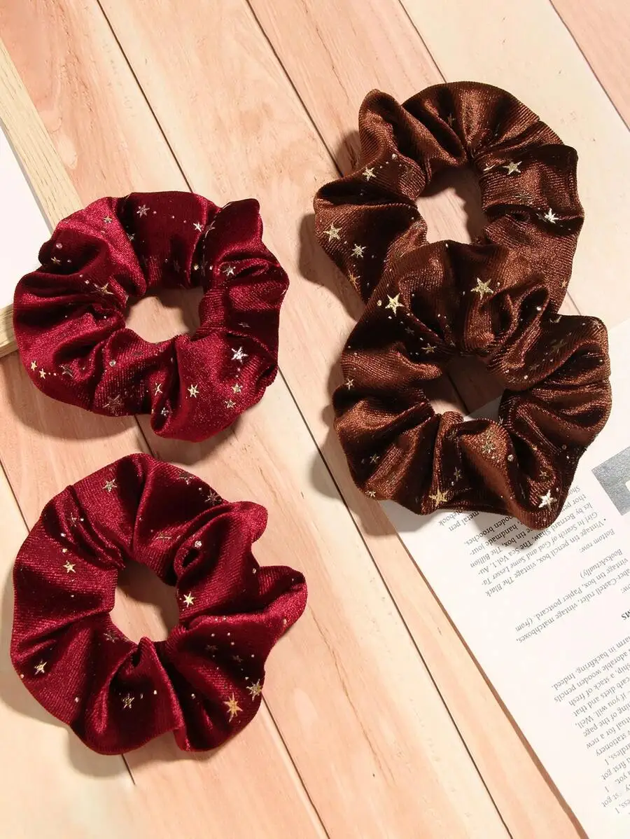 6-Pack Velvet Hair Scrunchies Featuring Shimmering Star Motifs, Elastic Ponytail Bands For Stylish Hair Accessories
6-Pack Velvet Hair Scrunchies Featuring Shimmering Star Motifs, Elastic Ponytail Bands For Stylish Hair Accessories