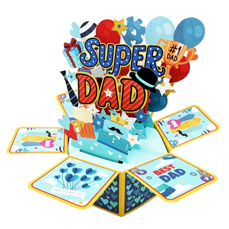 5pcs Pop-Up Greeting Card Box for Father's Birthday, The Best 3D Craft Surprise Gift Card , Father's Day Birthday Blessing Card
5pcs Pop-Up Greeting Card Box for Father's Birthday, The Best 3D Craft Surprise Gift Card , Father's Day Birthday Blessing Card