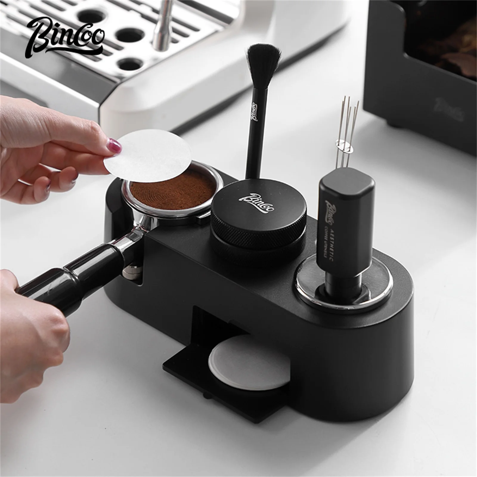 Bincoo Barista 3-Piece Set, Black 58mm Coffee Distributor & Tamper with Non-Slip Base, for Home & Commercial
Bincoo Barista 3-Piece Set, Black 58mm Coffee Distributor & Tamper with Non-Slip Base, for Home & Commercial