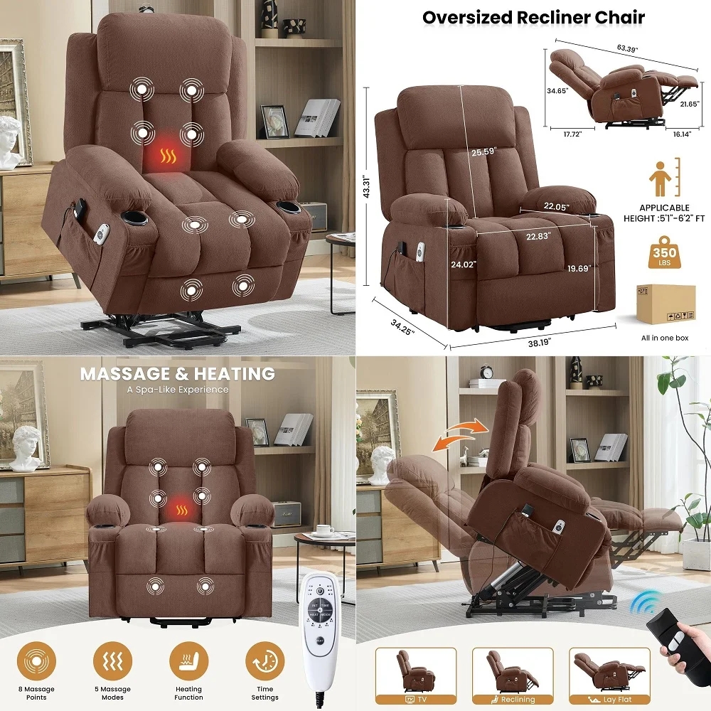 Duty Power Lift Recliner Chair for Elderly, 400lbs Capacity Massage and Heat Recliner, Soft Corduroy 160 Reclining Electric Sta
Duty Power Lift Recliner Chair for Elderly, 400lbs Capacity Massage and Heat Recliner, Soft Corduroy 160 Reclining Electric Sta