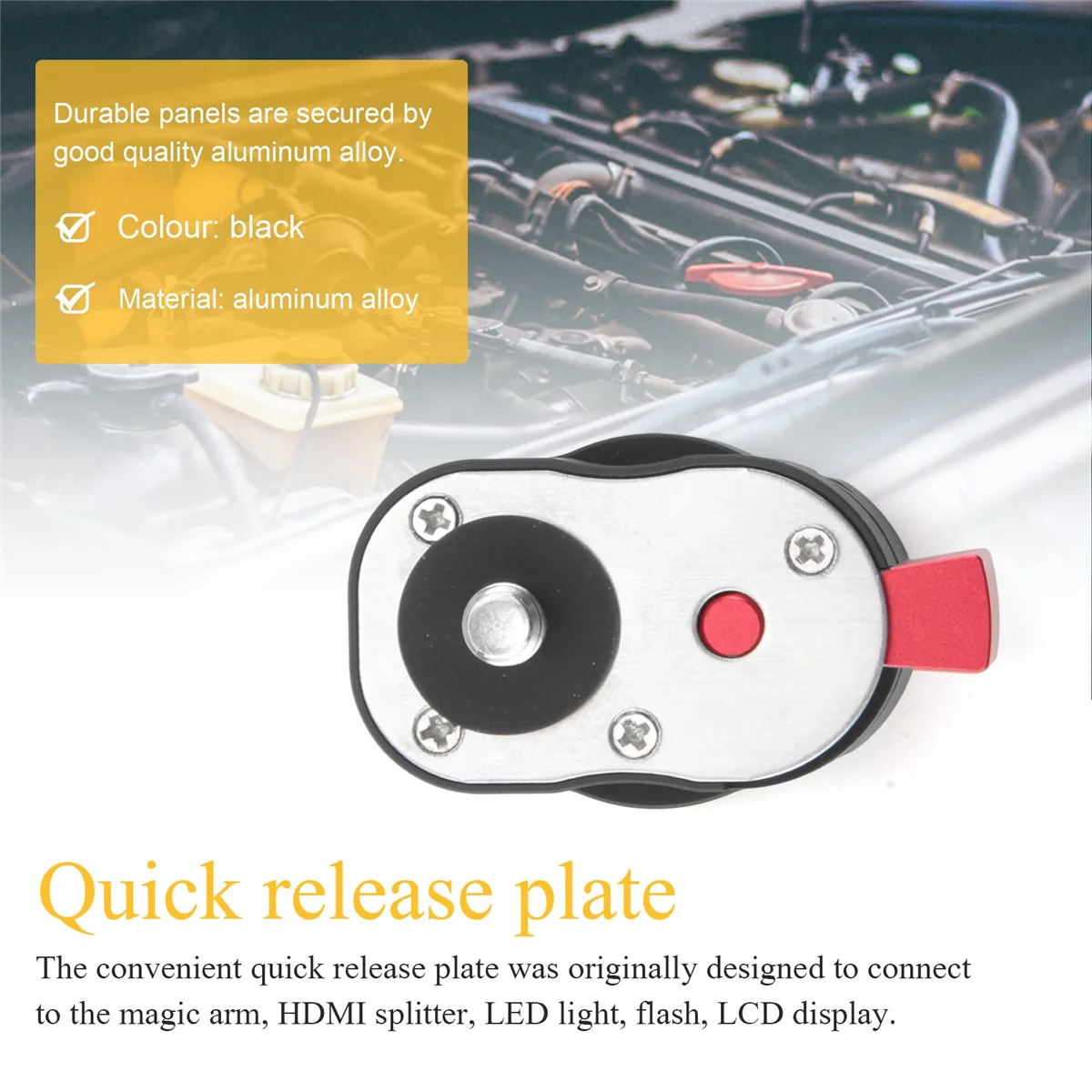 A44TField Monitor Quick Release Plate for LCD Monitor Magic Arm LED light Camera Camcorder Rig with 1/4-inch Screw Hole
A44TField Monitor Quick Release Plate for LCD Monitor Magic Arm LED light Camera Camcorder Rig with 1/4-inch Screw Hole