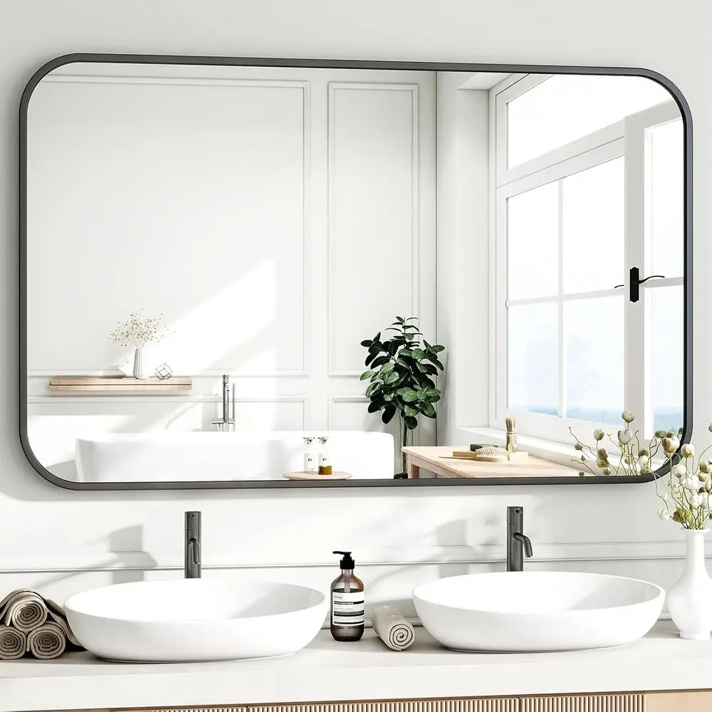 Recular Bathroom Mirror 48''x30'' Black Bathroom Wall Mirror e Wall-Mounted Mirror Entryway Bedroom Living Room
Recular Bathroom Mirror 48''x30'' Black Bathroom Wall Mirror e Wall-Mounted Mirror Entryway Bedroom Living Room