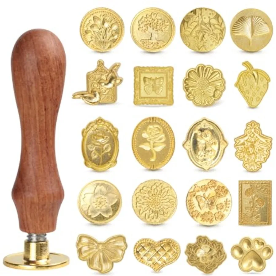 Vintage Wax Seal Stamp Set 20-Piece Classic Seal Heads with Wooden Handle for Invitations, Letters, Gift Wrapping and More Asso
Vintage Wax Seal Stamp Set 20-Piece Classic Seal Heads with Wooden Handle for Invitations, Letters, Gift Wrapping and More Asso