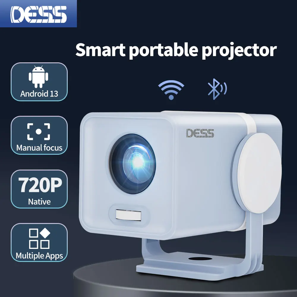 DESS 4K Video Portable Projector Dual WiFi6 Smart Android 13 TV Projector Suitable for Home Theater Projector Power Bank Use
DESS 4K Video Portable Projector Dual WiFi6 Smart Android 13 TV Projector Suitable for Home Theater Projector Power Bank Use