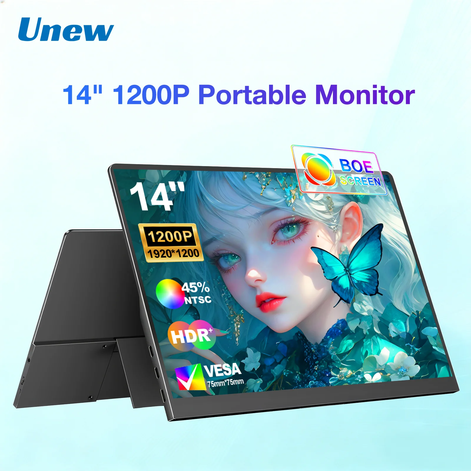 Unew Portable Monitor 14 inch 1920×1200 60Hz IPS HDMI Type-C With VESA 75*75mm Stand For Office PC Gaming for Xbox PS
Unew Portable Monitor 14 inch 1920×1200 60Hz IPS HDMI Type-C With VESA 75*75mm Stand For Office PC Gaming for Xbox PS