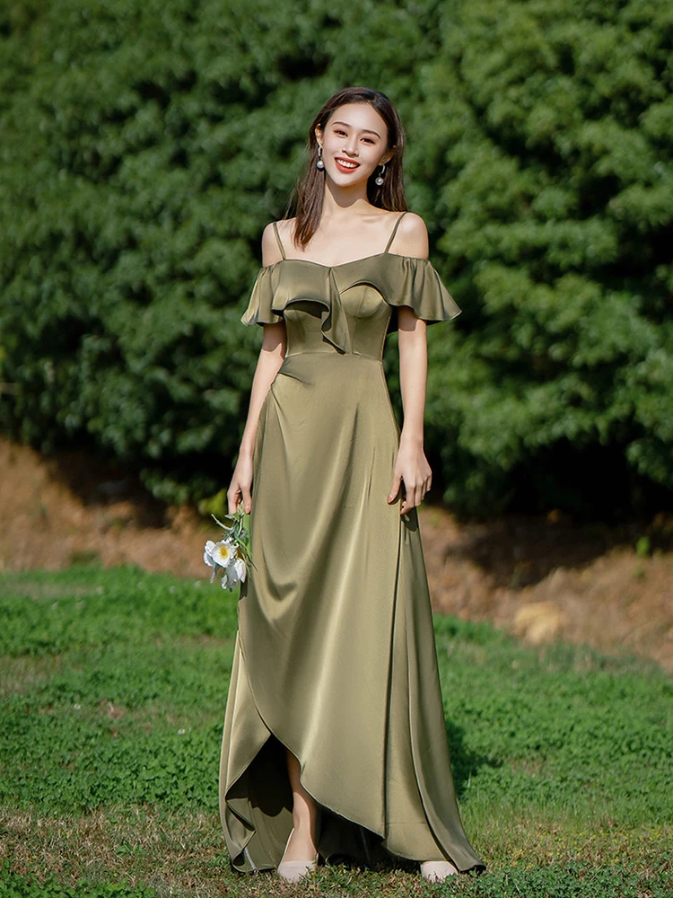Forest Green Satin Bridesmaid Dress Summer Off Shoulder Ruffle Sleeve Evening Dresses Women A-Line Gowns For Outdoor Wedding
Forest Green Satin Bridesmaid Dress Summer Off Shoulder Ruffle Sleeve Evening Dresses Women A-Line Gowns For Outdoor Wedding