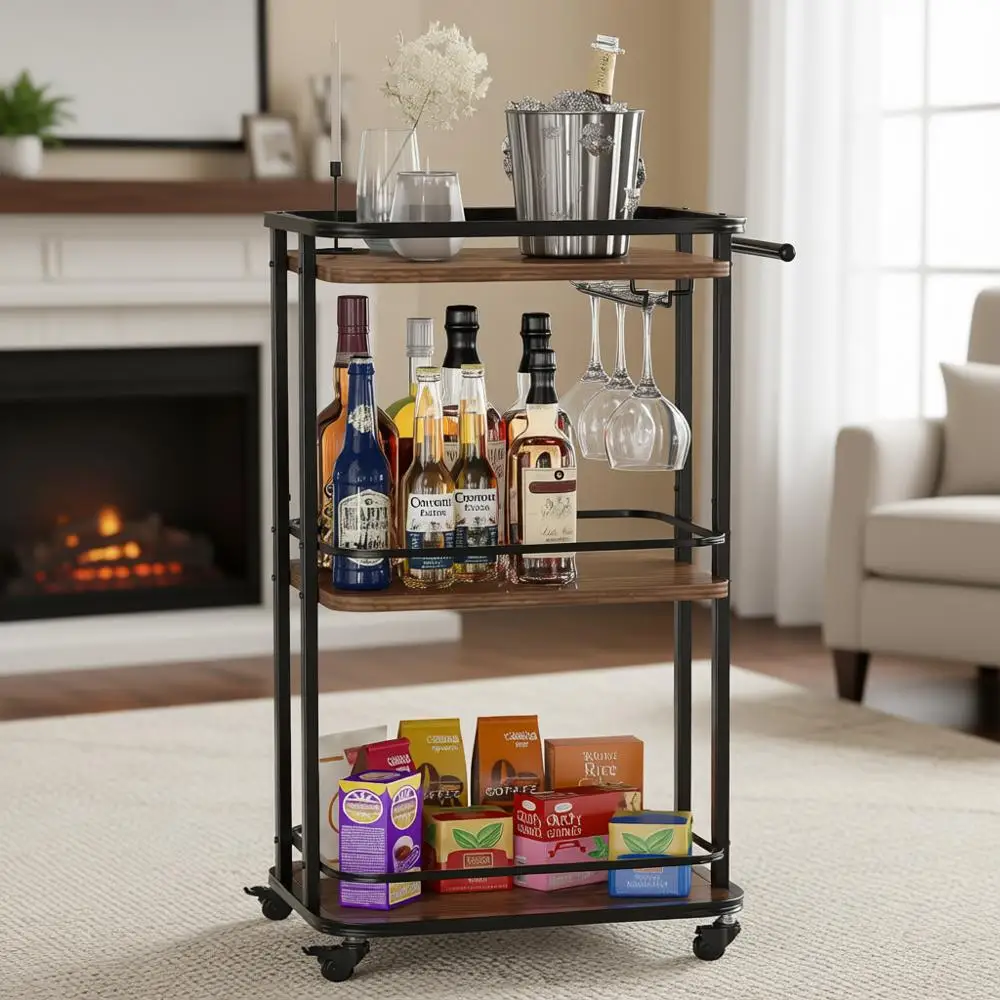 Трехъярусная передвижная тележка-бар на колесах для дома, кухни, улицы и хранения в спальне
Трехъярусная передвижная тележка-бар на колесах для дома, кухни, улицы и хранения в спальне