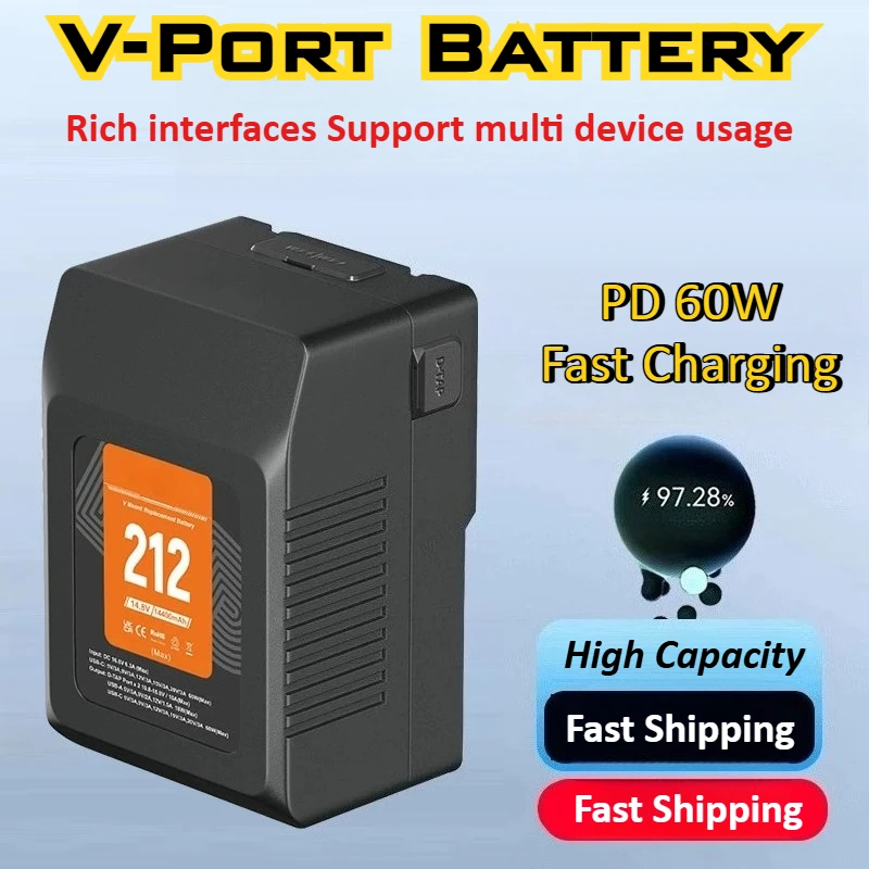 V Mount V-Lock BP-99 BP-190 BP-212 Battery + Ultra-fast Charging Cable for Sony Camcorder Broadcast Video Light Blackmagic URSA
V Mount V-Lock BP-99 BP-190 BP-212 Battery + Ultra-fast Charging Cable for Sony Camcorder Broadcast Video Light Blackmagic URSA