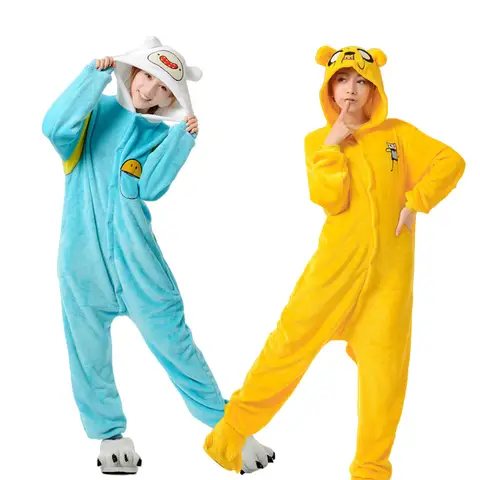 Hora de aventura con Finn y Jake adultos Kigurumi mujeres hombres Onesie pijamas fiesta de Halloween disfraces Cosplay