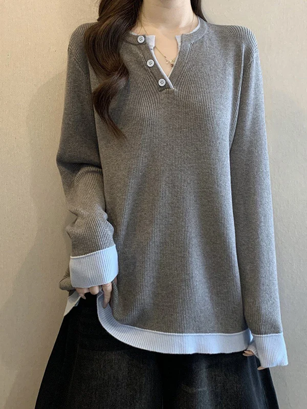 Gray V-neck Knitted Sweater Women's Fashion Lazy Style Shoulder-Length Base Shirt Cover Belly Top for Early Spring
Gray V-neck Knitted Sweater Women's Fashion Lazy Style Shoulder-Length Base Shirt Cover Belly Top for Early Spring