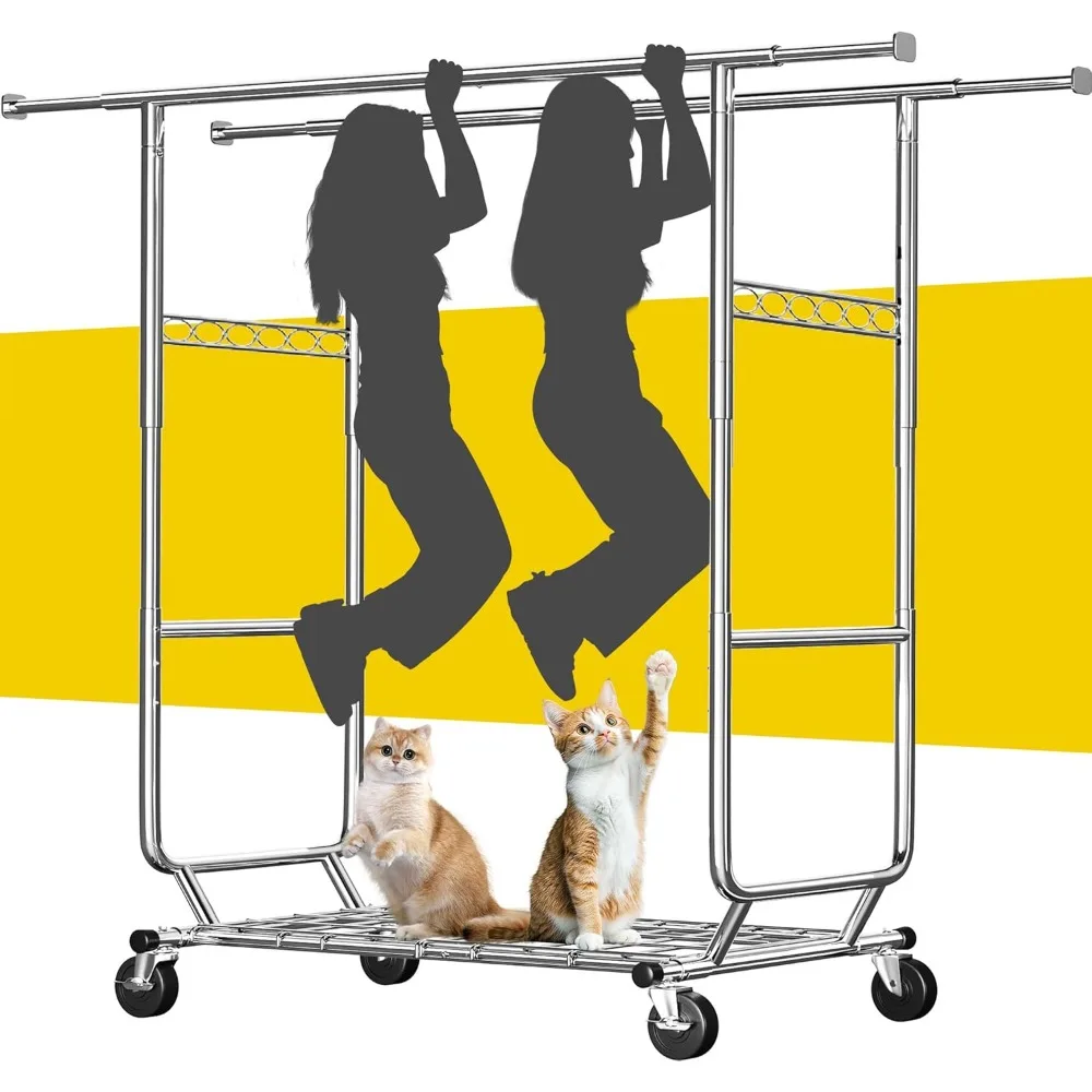 Clothes Rack Load 630LBS, Heavy Duty Clothes Rack, Rolling Clothing Racks for Hanging Clothes with Wheels, Adjustable
Clothes Rack Load 630LBS, Heavy Duty Clothes Rack, Rolling Clothing Racks for Hanging Clothes with Wheels, Adjustable